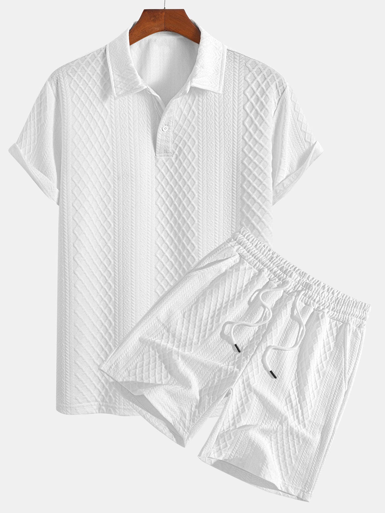 Geometrinen Timanttikuvioitu Polo & Shortsit -setti
