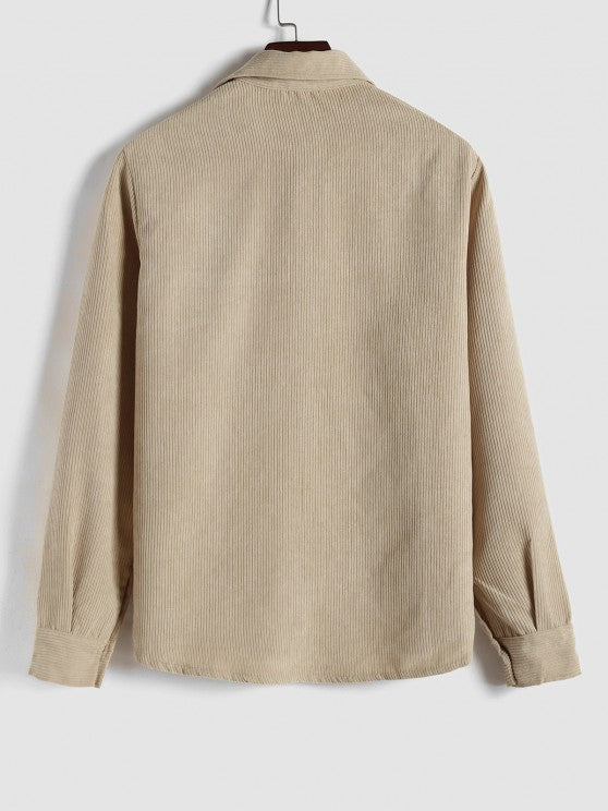 Miesten Puolinappi Corduroy Paita