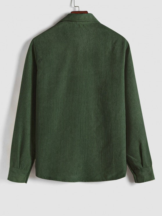 Miesten Puolinappi Corduroy Paita