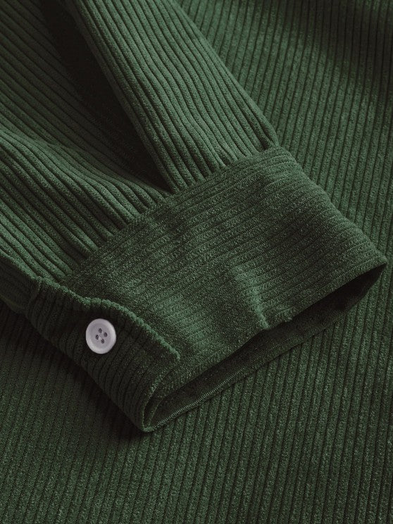 Miesten Puolinappi Corduroy Paita