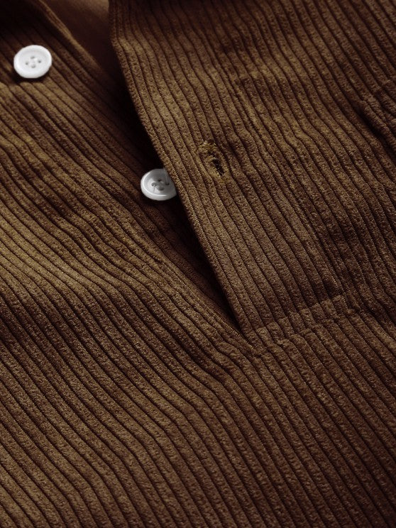 Miesten Puolinappi Corduroy Paita