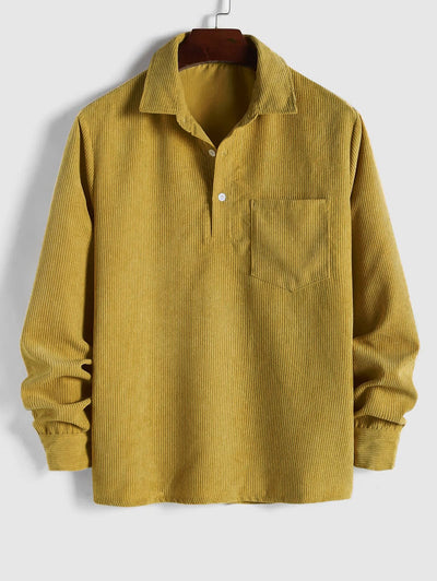 Miesten Puolinappi Corduroy Paita