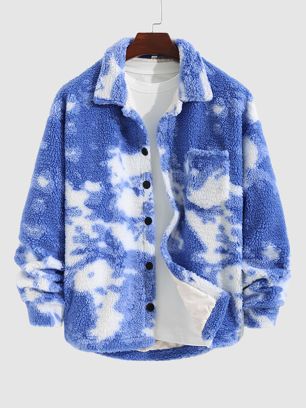 Miesten värikäs Tie-Dye Fly pörröinen napit takki