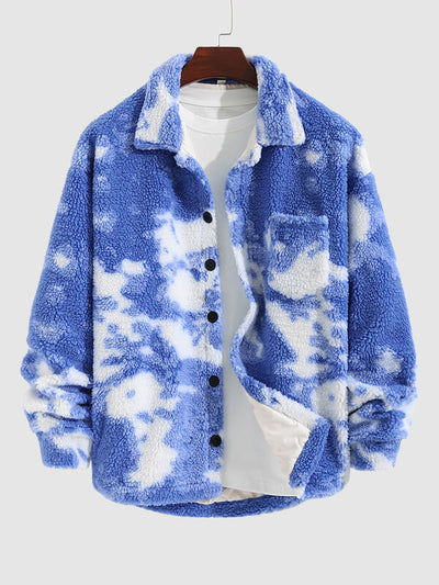 Miesten värikäs Tie-Dye Fly pörröinen napit takki