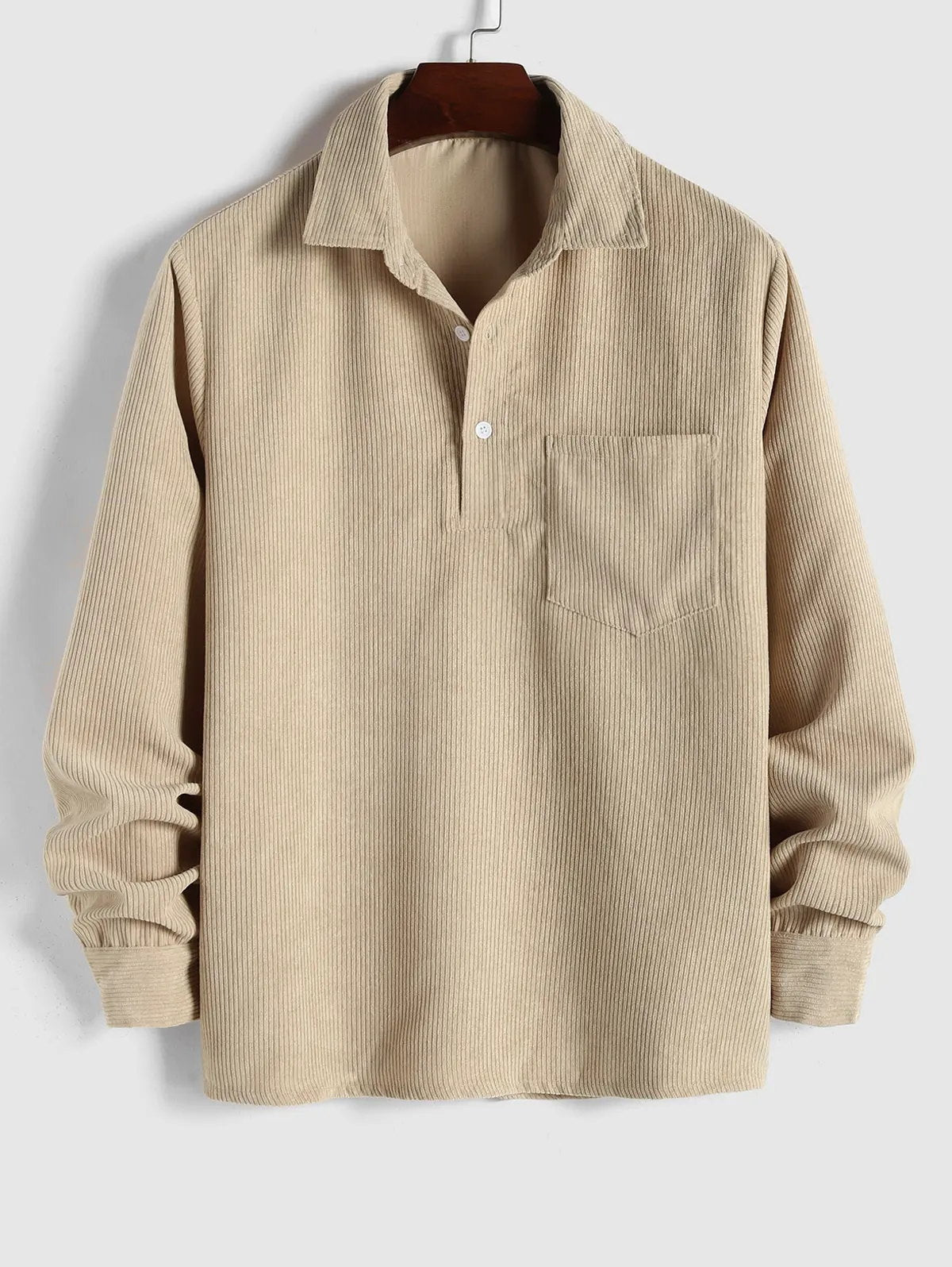 Miesten Puolinappi Corduroy Paita