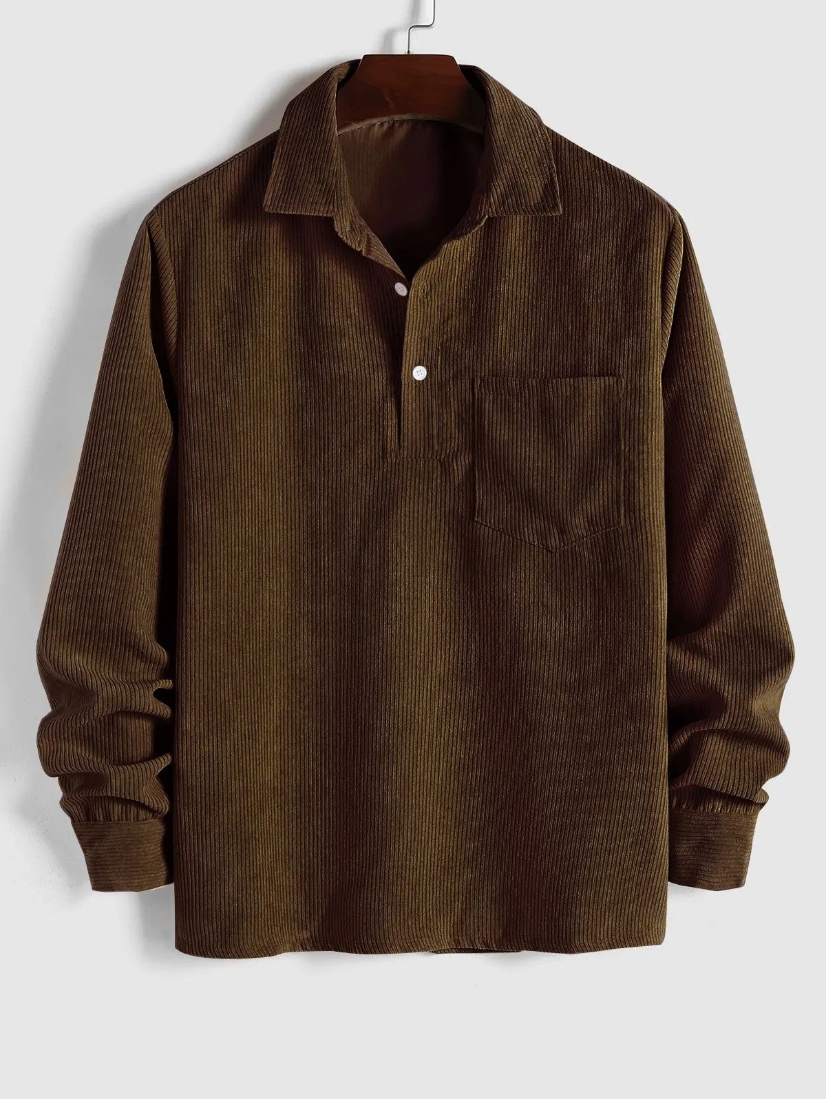 Miesten Puolinappi Corduroy Paita