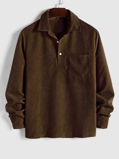 Miesten Puolinappi Corduroy Paita