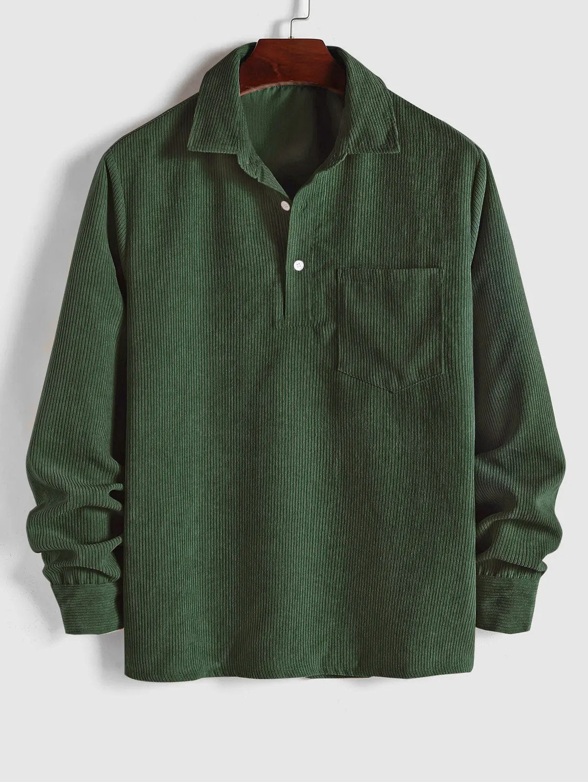 Miesten Puolinappi Corduroy Paita