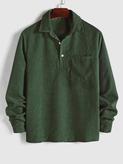 Miesten Puolinappi Corduroy Paita