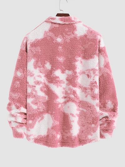 Miesten värikäs Tie-Dye Fly pörröinen napit takki