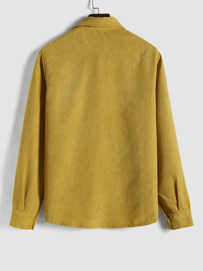 Miesten Puolinappi Corduroy Paita