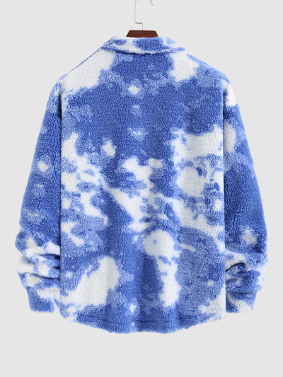 Miesten värikäs Tie-Dye Fly pörröinen napit takki