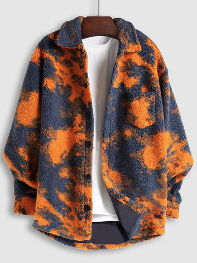 Miesten värikäs Tie-Dye Fly pörröinen napit takki